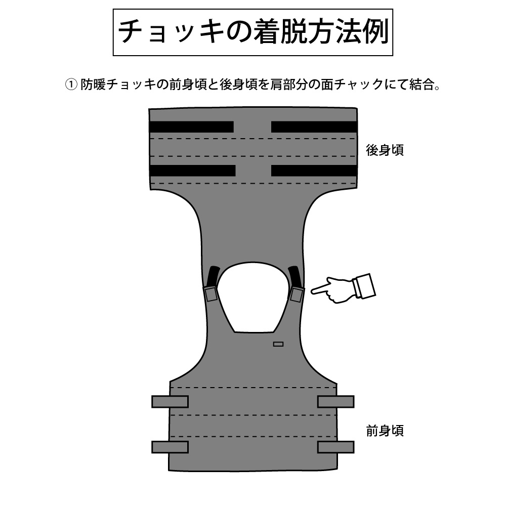 防暖チョッキの着脱方法１