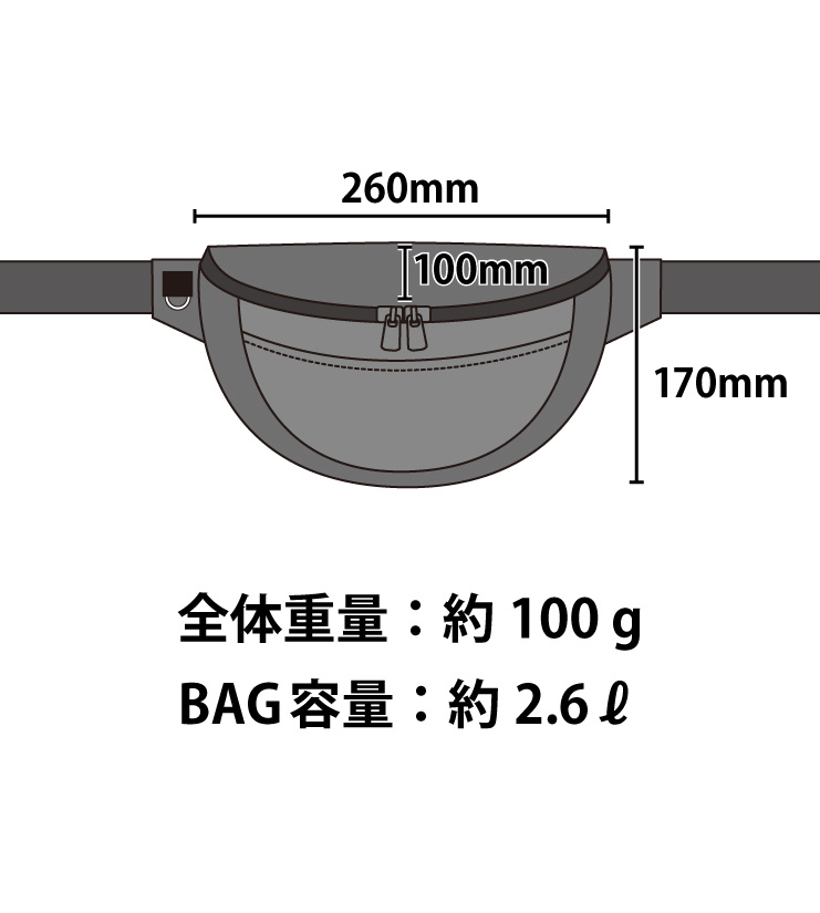 ウエストバッグのサイズ
